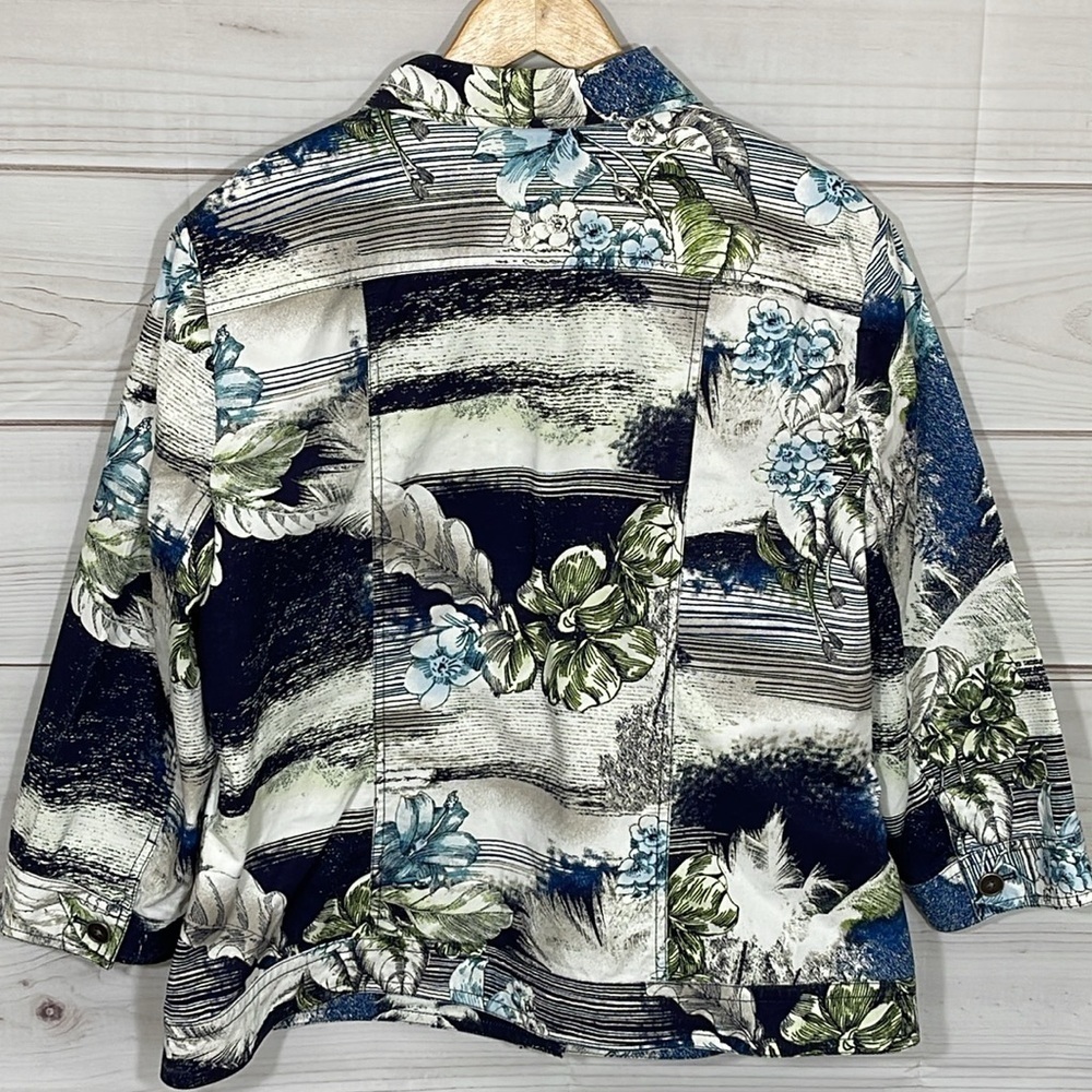 Chico’s Cotton Stretch Tropical Print 3/4 Sleeve Jacket Size 16/XL/Chico’s 3 - Picture 4 of 7